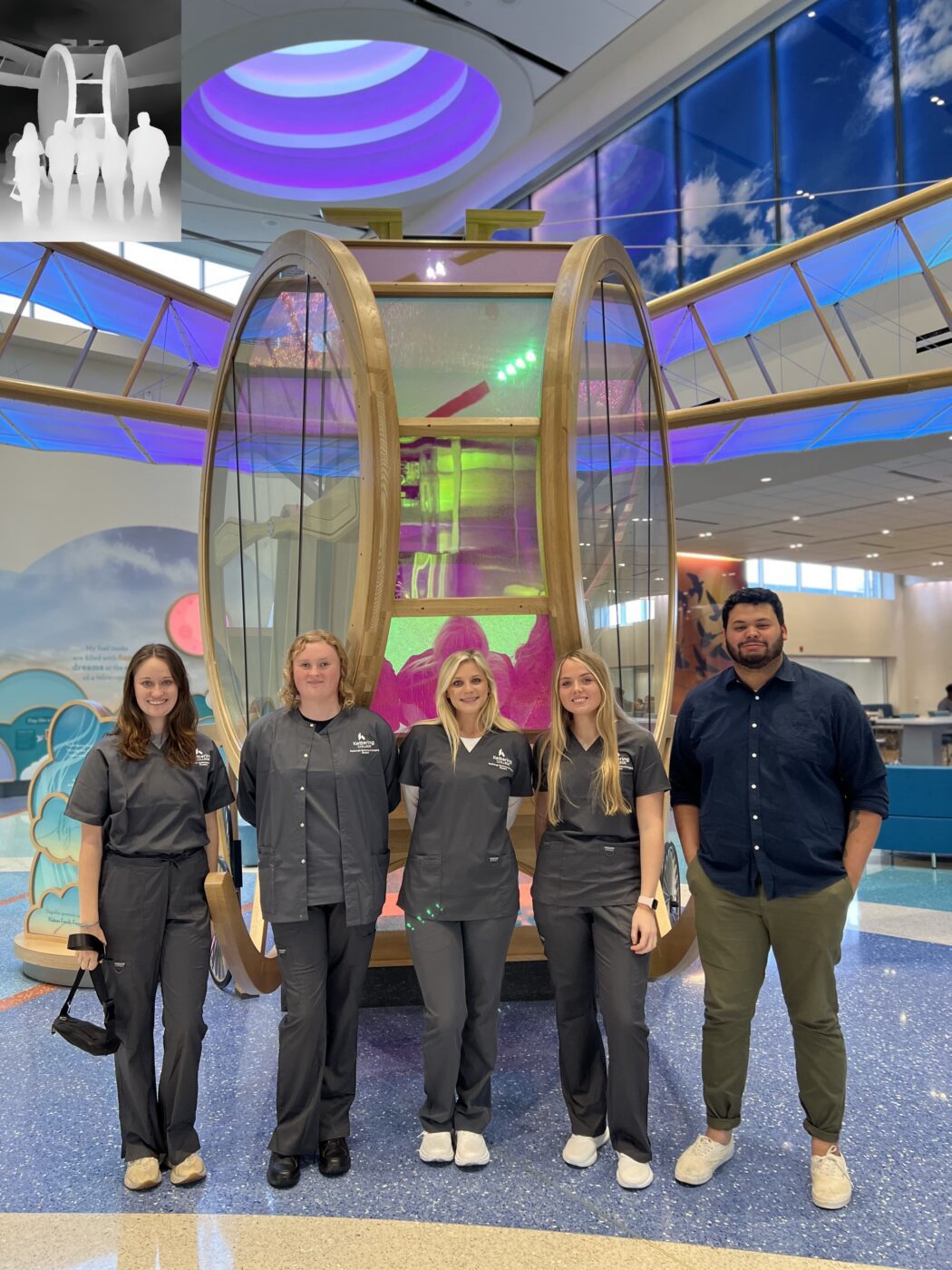 Kettering College Radiologic Sciences and Imaging students at Dayton Children's Hospital for a clinical.