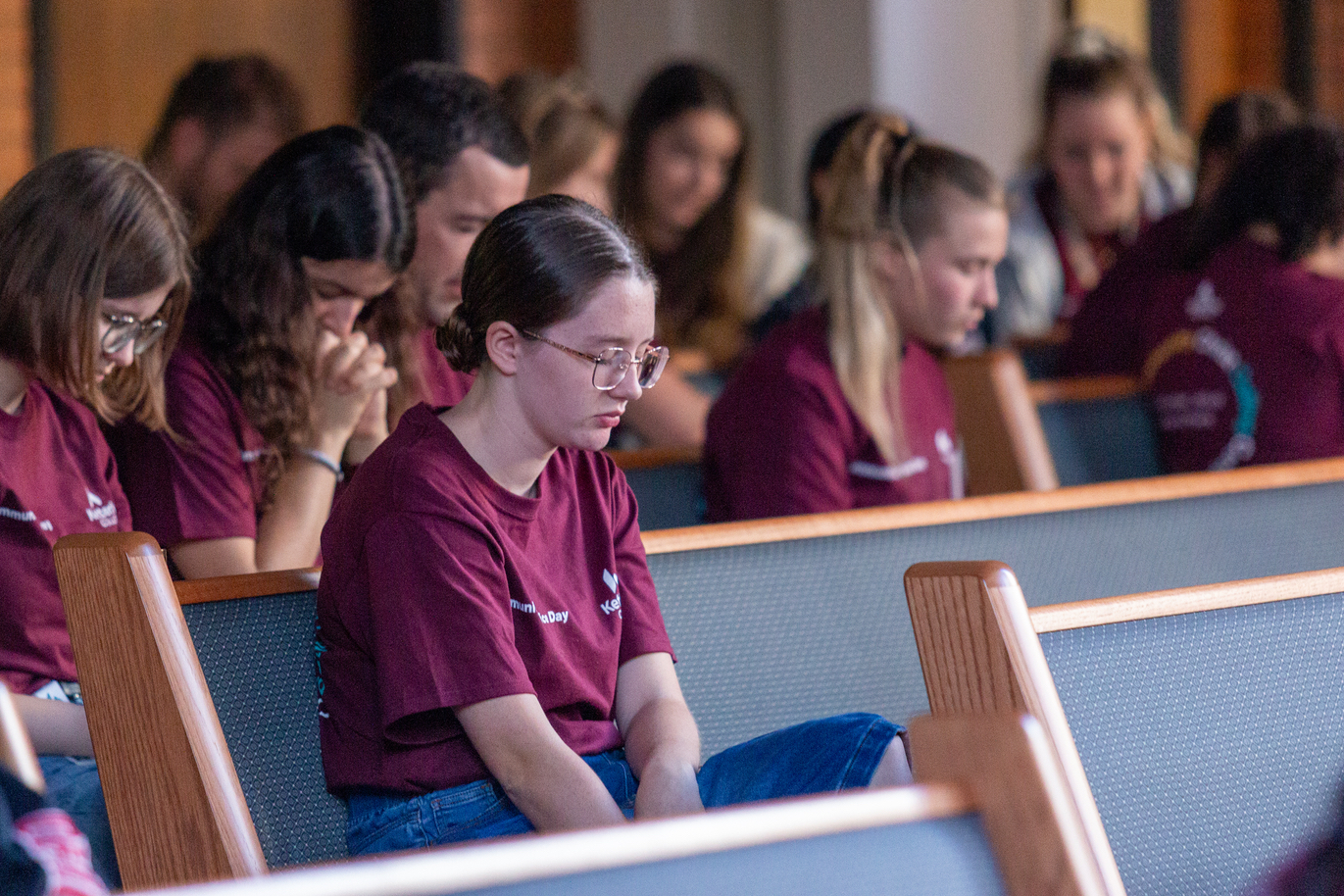 Kettering College students at the Kettering Seventh-day Adventist church across from campus